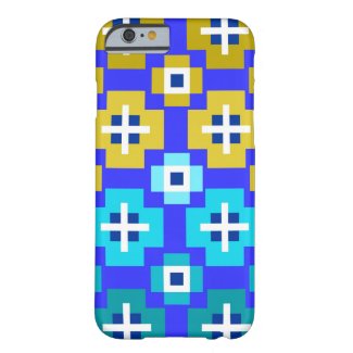 Modern Geometric Cross Pattern Blue Barely There iPhone 6 Case