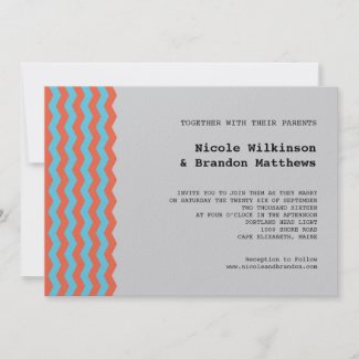 Modern Geometric Zig Zag Lines Wedding Invitation invitation
