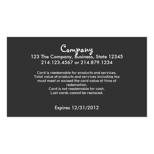 Modern Gift or Discount Card Business Card Templates (back side)