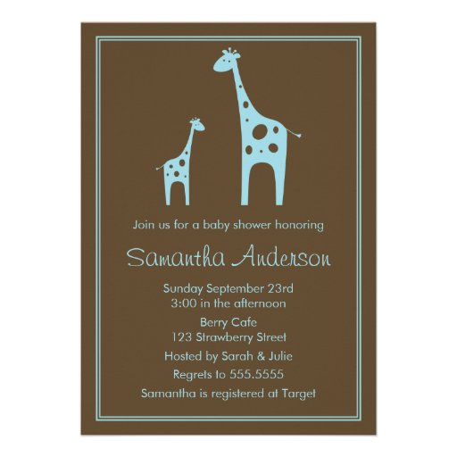 Modern Giraffe Baby Shower Invitation - Boy