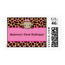 Modern Girl Monkey Stamps [Pink]