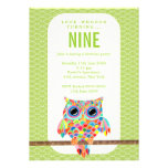 Modern Girls Birthday Party Rainbow Owl Invite invitations