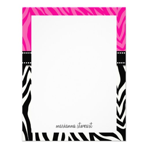 Modern Girly Black Pink Zebra Print Personalized Custom Announcements