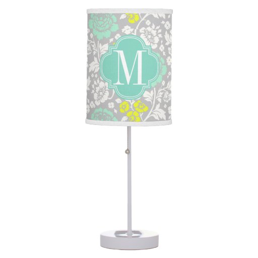 Modern Girly Floral Aqua Yellow Grey Personalized Table ...