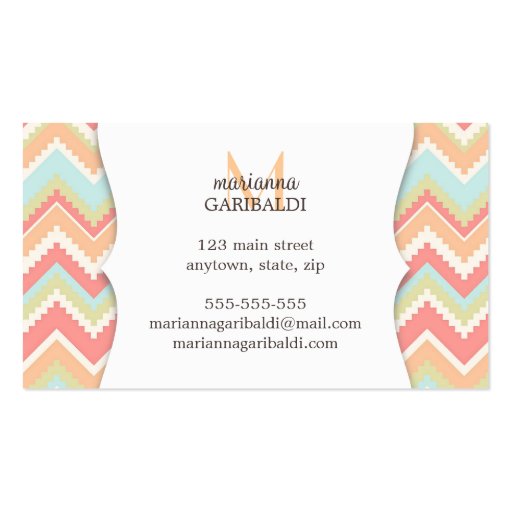 Modern Girly Trendy Aztec Print Personalized Business Cards (back side)