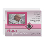 Modern Glass Monogram Pink Birth Announcements