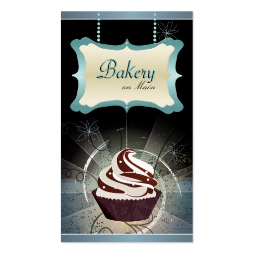Modern Glowing Bakery & Cupcake Business Card (front side)