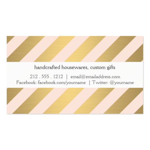 Modern Gold and Peach Diagonal Stripes Business Card Templates (back side)