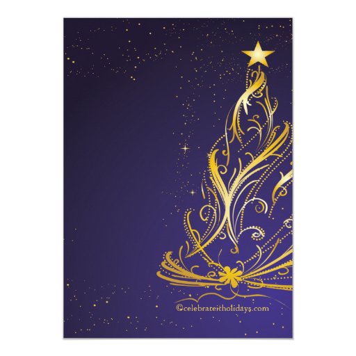 Modern Gold & Blue Christmas Holiday Party Custom Invite