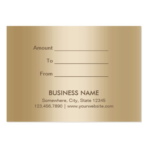 Modern Gold Border Black Damask Gift Certificate Business Card Templates (back side)
