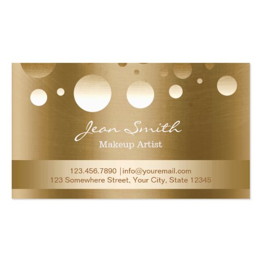 Modern Gold Confetti Dots Makeup Artist Business Card Template (front side)