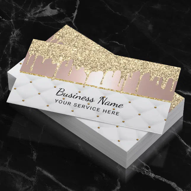 Modern Gold Drips Rose Gold Luxury Beauty Salon Business Card Zazzle