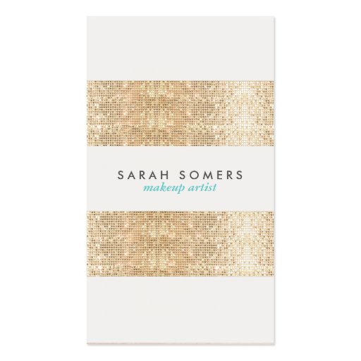 Modern Gold Faux Sparkly Sequins Makeup Artist Business Card Templates (front side)
