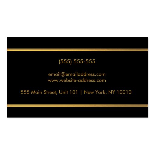 Modern Gold Foil Business Cards Black and Gold (back side)
