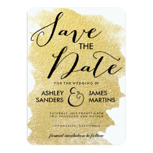 MODERN GOLD FOIL SAVE THE DATE PERSONALIZED ANNOUNCEMENT