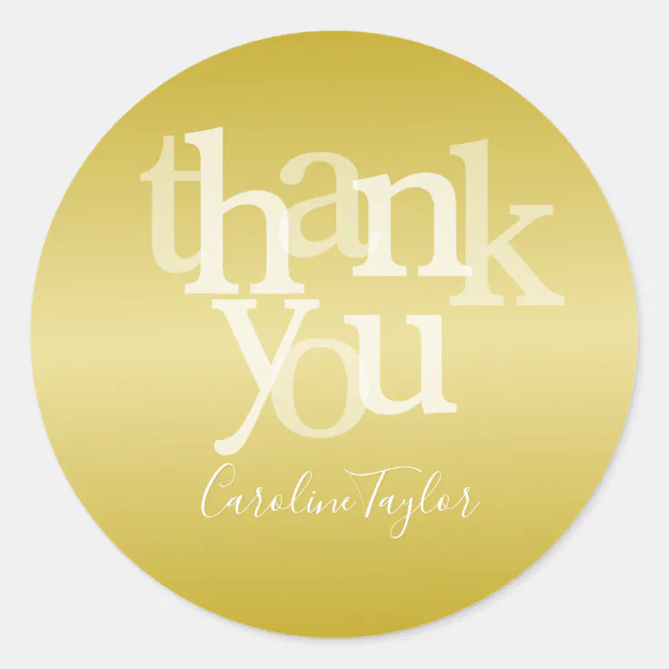 Modern Gold Foil Thank You Classic Round Sticker Zazzle