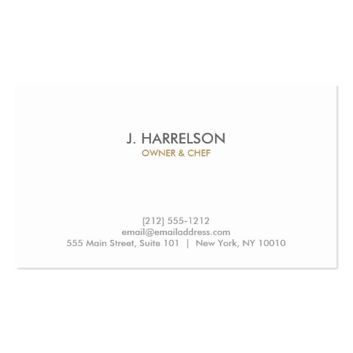 MODERN GOLD FORK & KNIFE LOGO Business Card (back side)