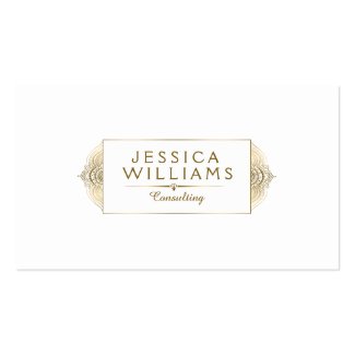 Modern Gold Frame Delicate Lace Accent Double-Sided Standard Business Cards (Pack Of 100)