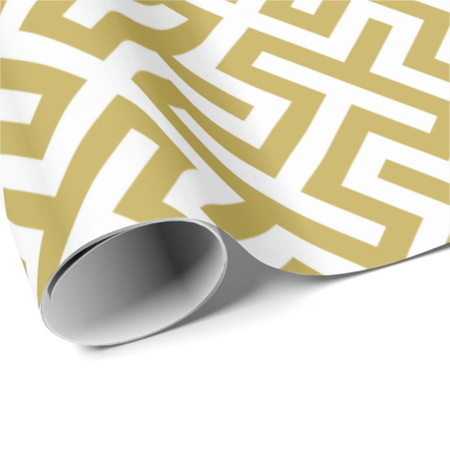Modern gold greek key geometric patterns monogram wrapping paper 3/4