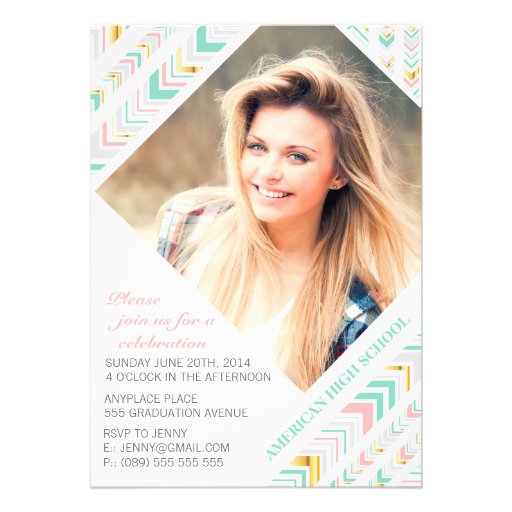 Modern Gold Pyramids Senior Photo Graduation Custom Announcement