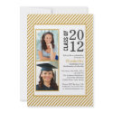 Modern Gold Stripes Photo Graduation invitation invitation