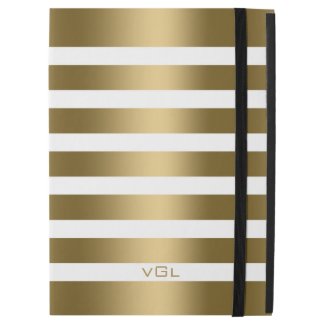 Modern Gold & White Stripes Pattern iPad Pro Case