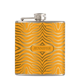 Modern Gold Zebra Stripes Over Yellow Flask