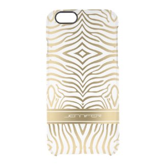 Modern Gold Zebra Stripes White Background Uncommon Clearly™ Deflector iPhone 6 Case