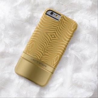 Modern Gold Zebra Stripes Yellow Background Barely There iPhone 6 Case