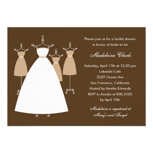 Modern Gowns Bridal Shower Invitation - Latte