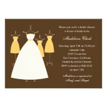 Modern Gowns Bridal Shower Invitation - Mustard