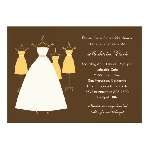 Modern Gowns Bridal Shower Invitation - Mustard