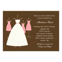 Modern Gowns Bridal Shower Invitation - Pink