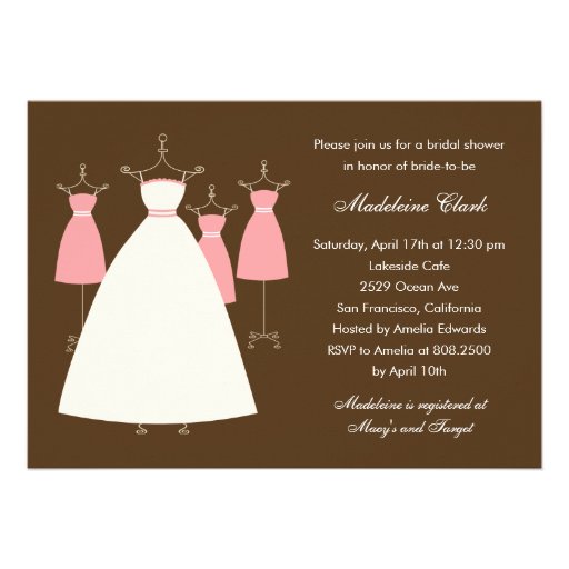 Modern Gowns Bridal Shower Invitation - Pink