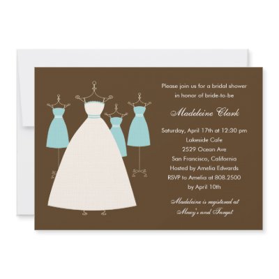 Modern Gowns Bridal Shower Invitation - Turquoise (10-pack)