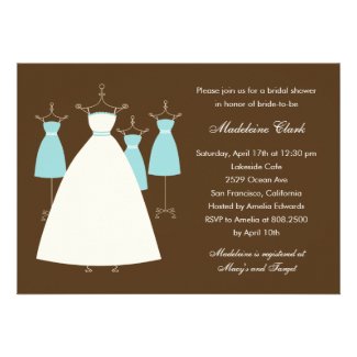Modern Gowns Bridal Shower Invitation - Turquoise