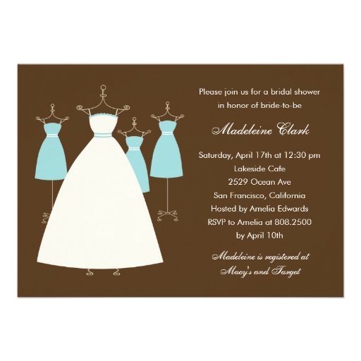 Modern Gowns Bridal Shower Invitation - Turquoise