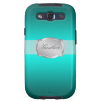 Modern Gradient Teal Silver Name Case Samsung Galaxy S3 Covers