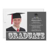 Modern Graduate Grey Photo Graduation Party Custom Invites