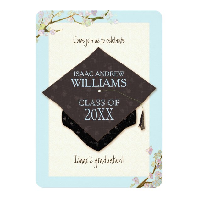 Modern Graduation Cap Grad Party 5x7 Paper Invitation Card (front side)