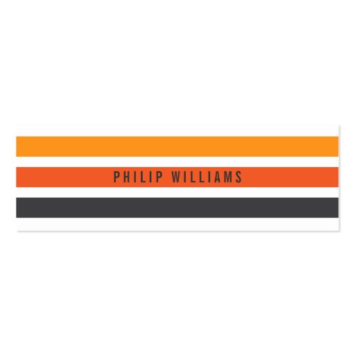 Modern gray and orange retro stripes stylish white business card template (front side)