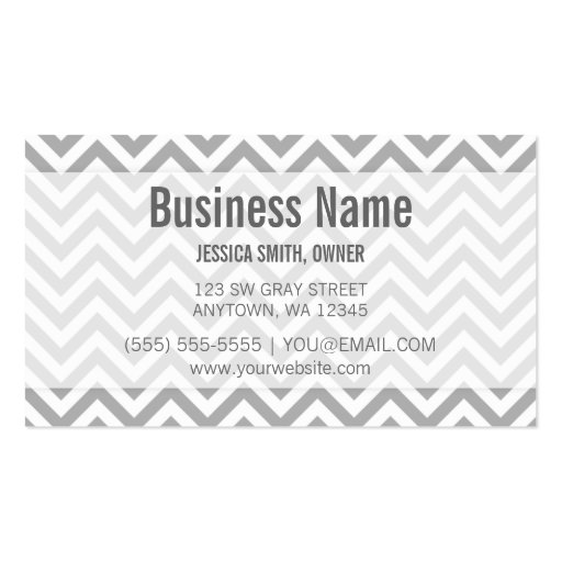 Modern Gray and White Chevron Pattern Business Card Template (front side)