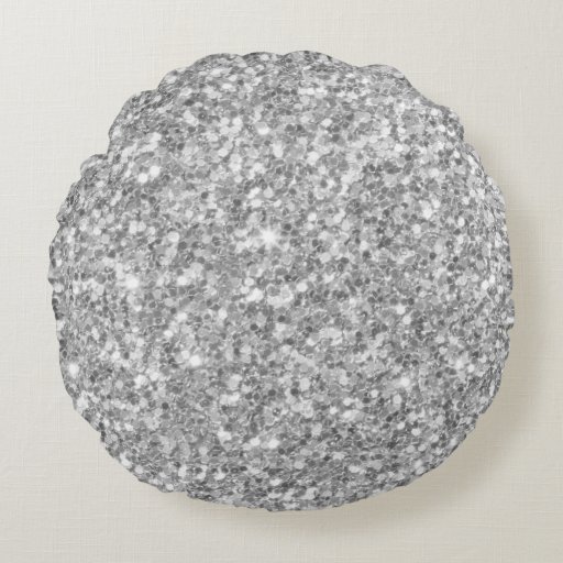 Modern Gray And White Glitter Pattern Round Pillow Zazzle