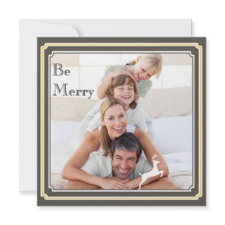 Modern Gray and Yellow Holiday Photo Card invitation