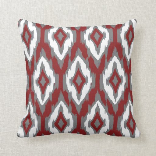 Modern gray burgundy white Ikat Tribal Pattern 1a Throw ...