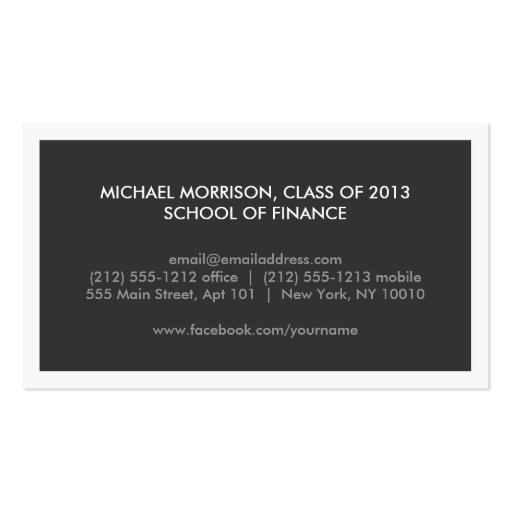 MODERN GRAY BUSINESS CARD FOR COLLEGE STUDENTS (back side)