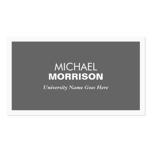 MODERN GRAY BUSINESS CARD FOR COLLEGE STUDENTS