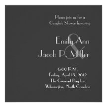 Modern Gray Monogram Couple's Shower Invitations