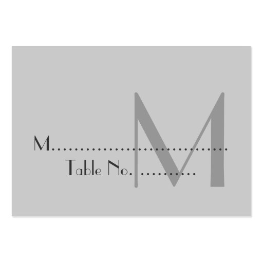 Modern Gray Monogram Place Cards Business Card (front side)