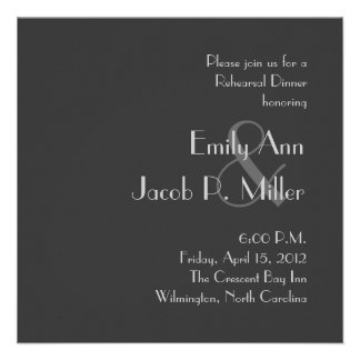 Modern Gray Monogram Rehearsal Dinner Invitations